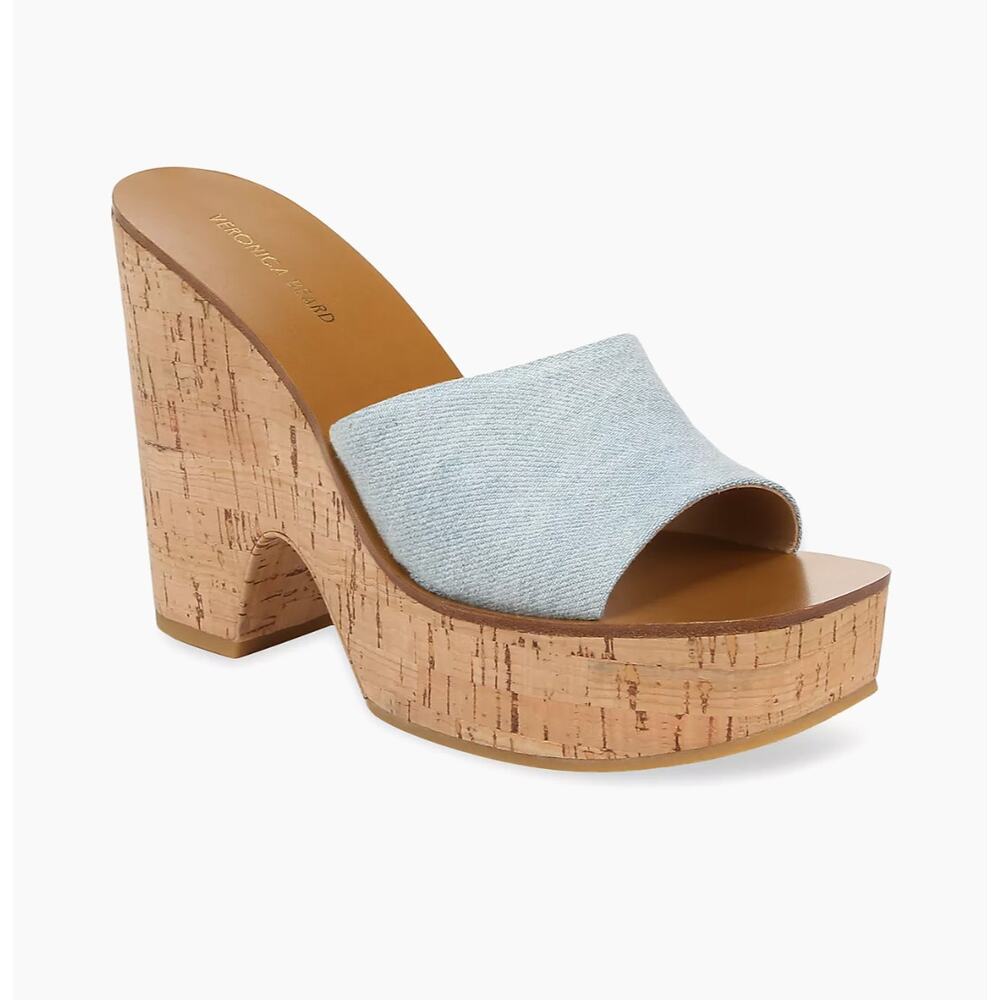 NWOB Veronica Beard Paulita Platform Wedge Slide Sandals